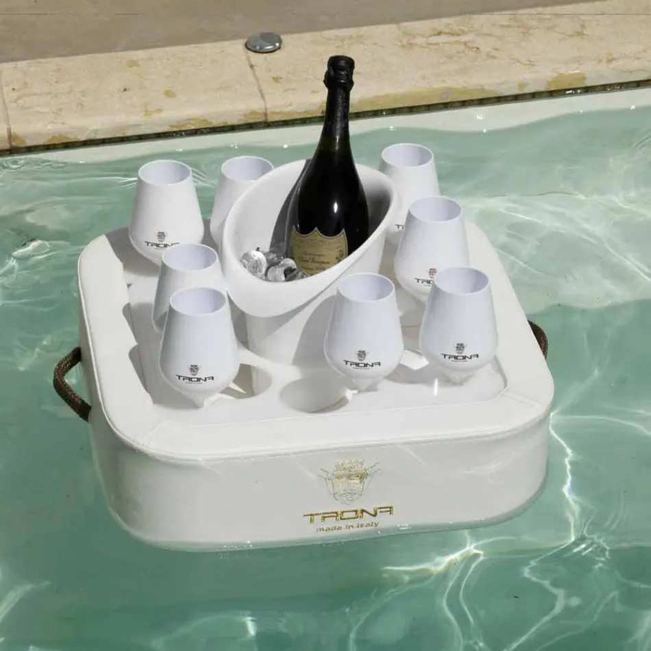 Coffee table - floating tray in nautical eco-leather and Trona plexiglass Viadurini