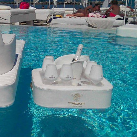 Coffee table - floating tray of faux leather and plexiglass nautical Trona Viadurini