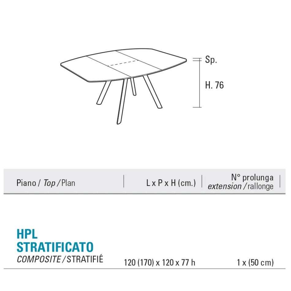 Extendable Barrel Table to 170 cm in Stratified HPL - Convivio Viadurini