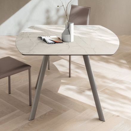Extendable Barrel Table to 170 cm in Stratified HPL - Convivio Viadurini