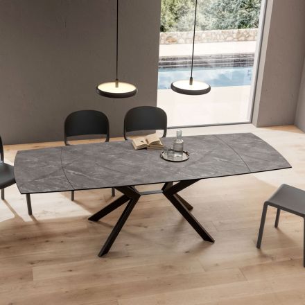 Extendable Barrel Table to 240 or 280 cm in HPL and Metal - Present Viadurini