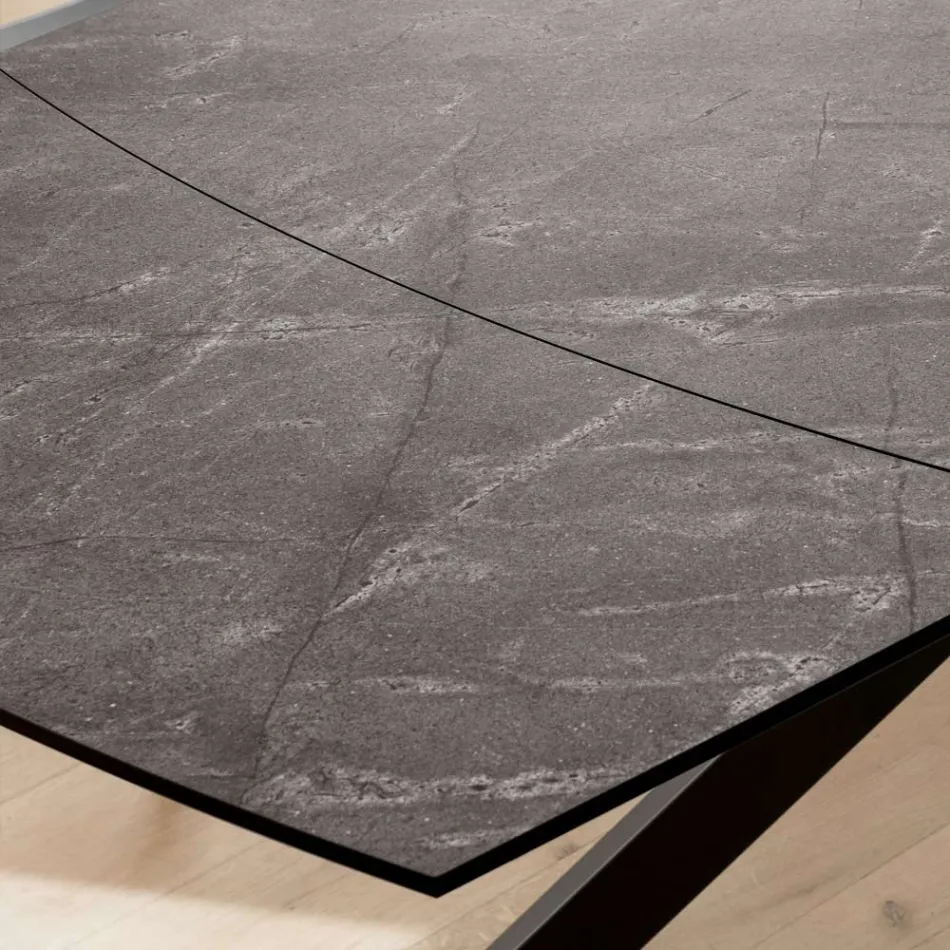 Extendable Barrel Table to 240 or 280 cm in HPL and Metal - Present Viadurini