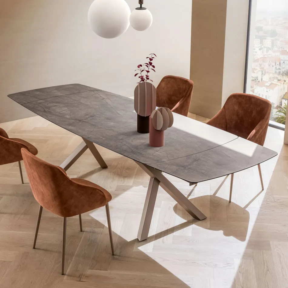 Extendable Barrel Table to 240 or 280 cm in Stratified HPL - Dialogo Viadurini