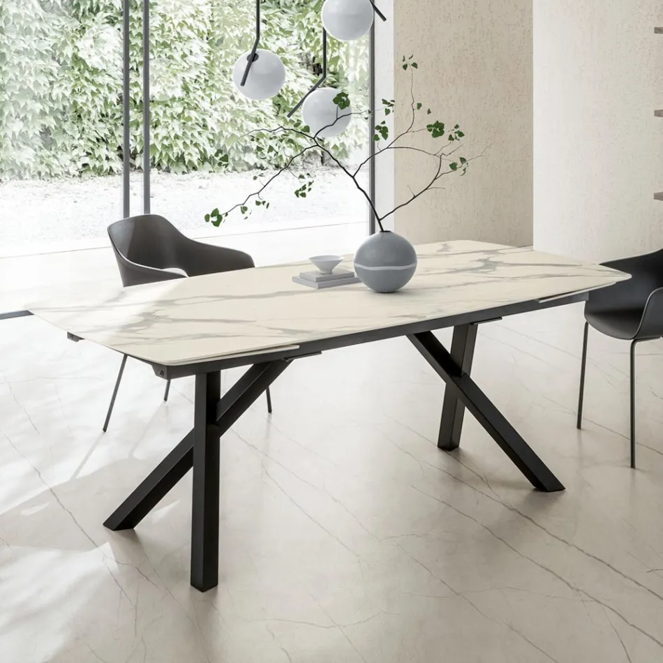 Extendable Barrel Table to 240 or 280 cm in Stratified HPL - Dialogo Viadurini