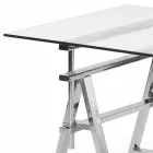 Height adjustable steel / glass table (L190xH72 / 74 / 78xP90cm) Cristal Viadurini