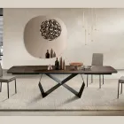 Extendable Table 200/300x100 in Oak Veneer and Metal - Cross Viadurini