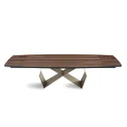 Extendable Table 200/300x100 in Oak Veneer and Metal - Cross Viadurini