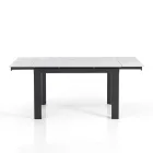Extendable table to 180 cm in White Marble Finish - Brotola Viadurini