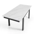 Extendable table to 180 cm in White Marble Finish - Brotola Viadurini