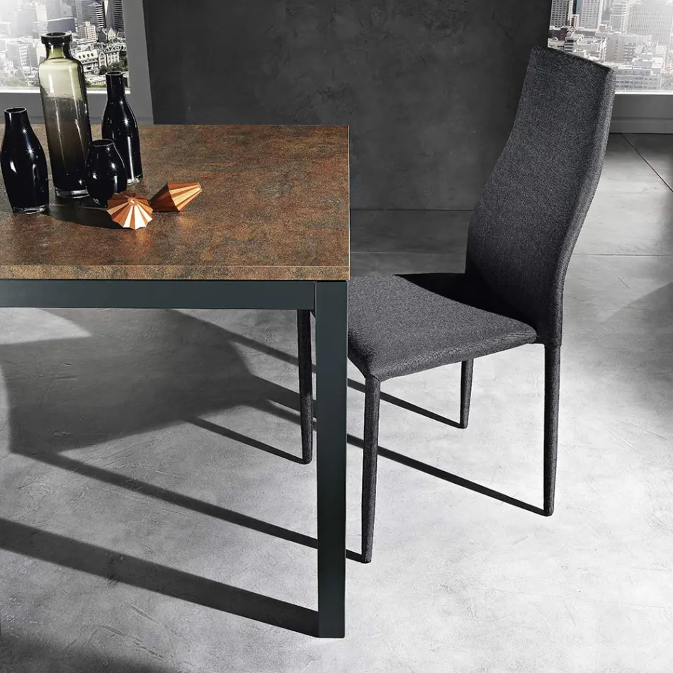 Extendable table to 180 cm in Anthracite Metal Made in Italy - Beatrise Viadurini