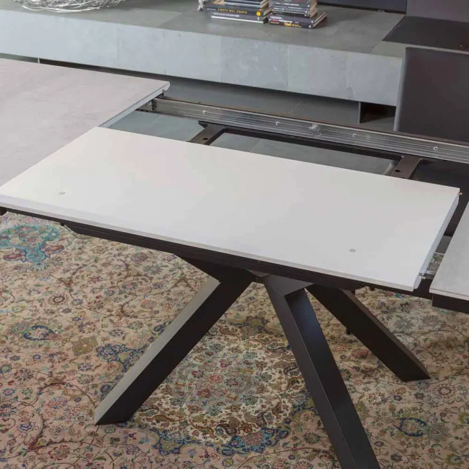 Extendable Dining Table to 2.8 m in Ceramic and Metal Legs - Paoluccio Viadurini