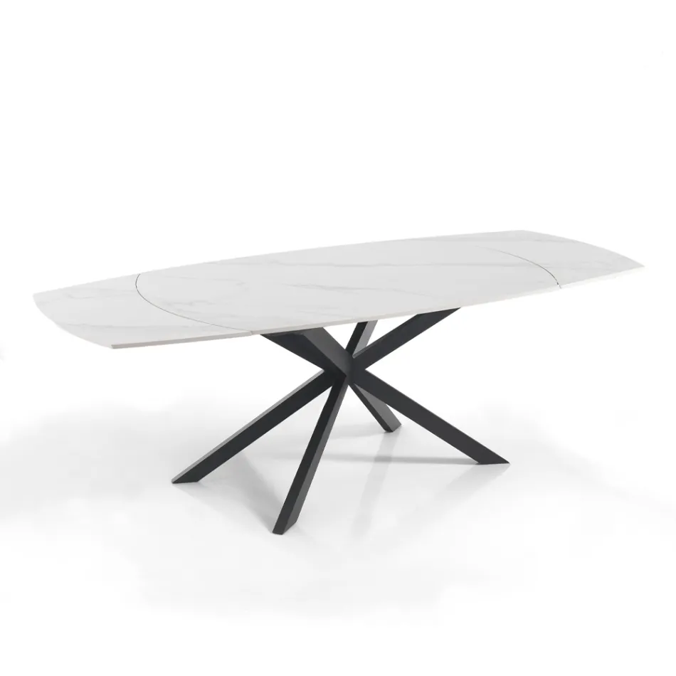 Extendable Table to 200 cm Black Steel Base - Torio Viadurini