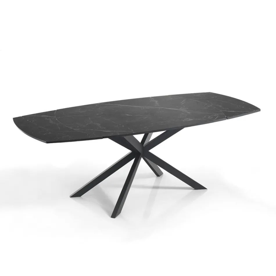 Extendable Table to 200 cm Black Steel Base - Torio Viadurini