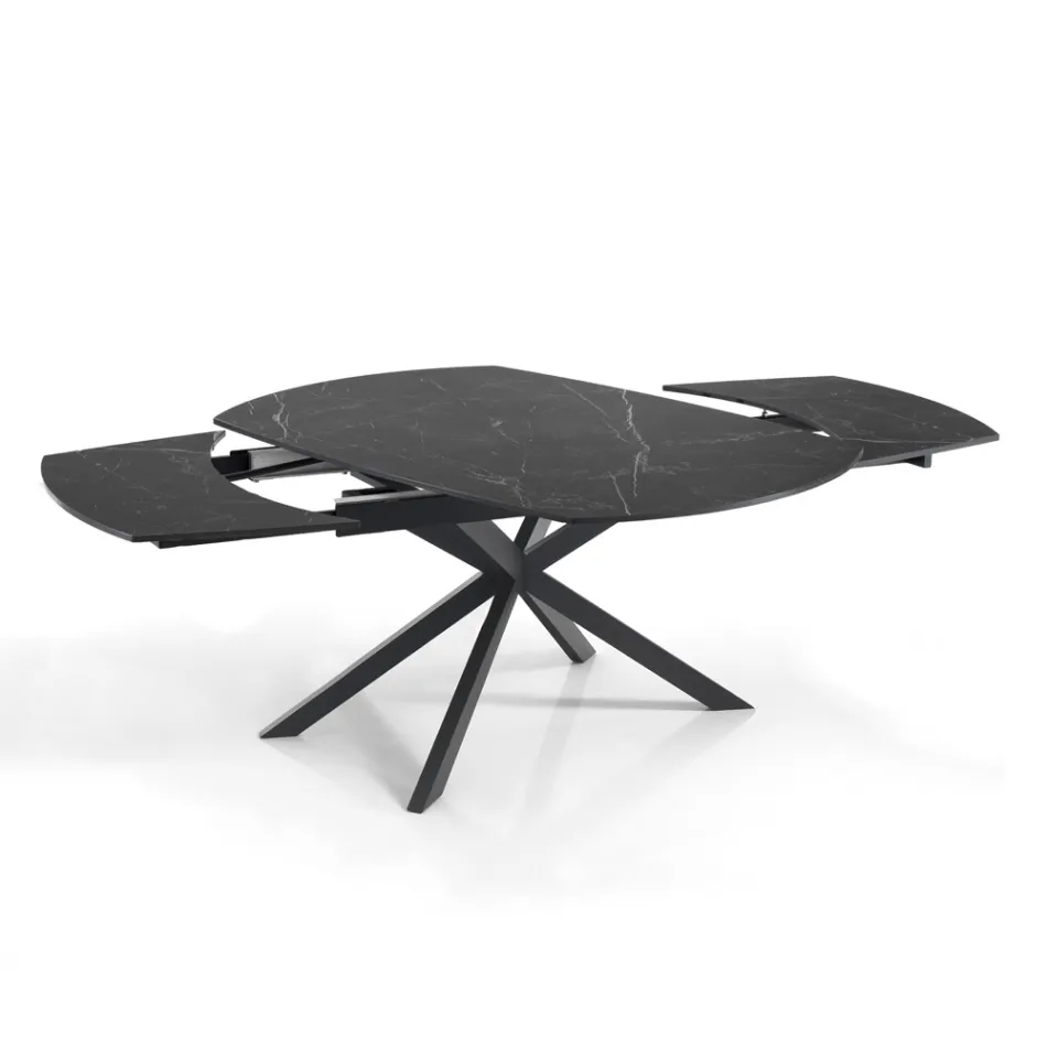 Extendable Table to 200 cm Black Steel Base - Torio Viadurini