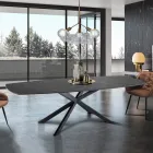 Extendable Table to 200 cm Black Steel Base - Torio Viadurini