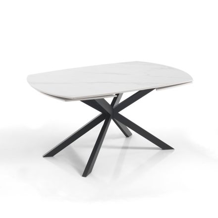 Extendable Table to 200 cm Black Steel Base - Torio Viadurini
