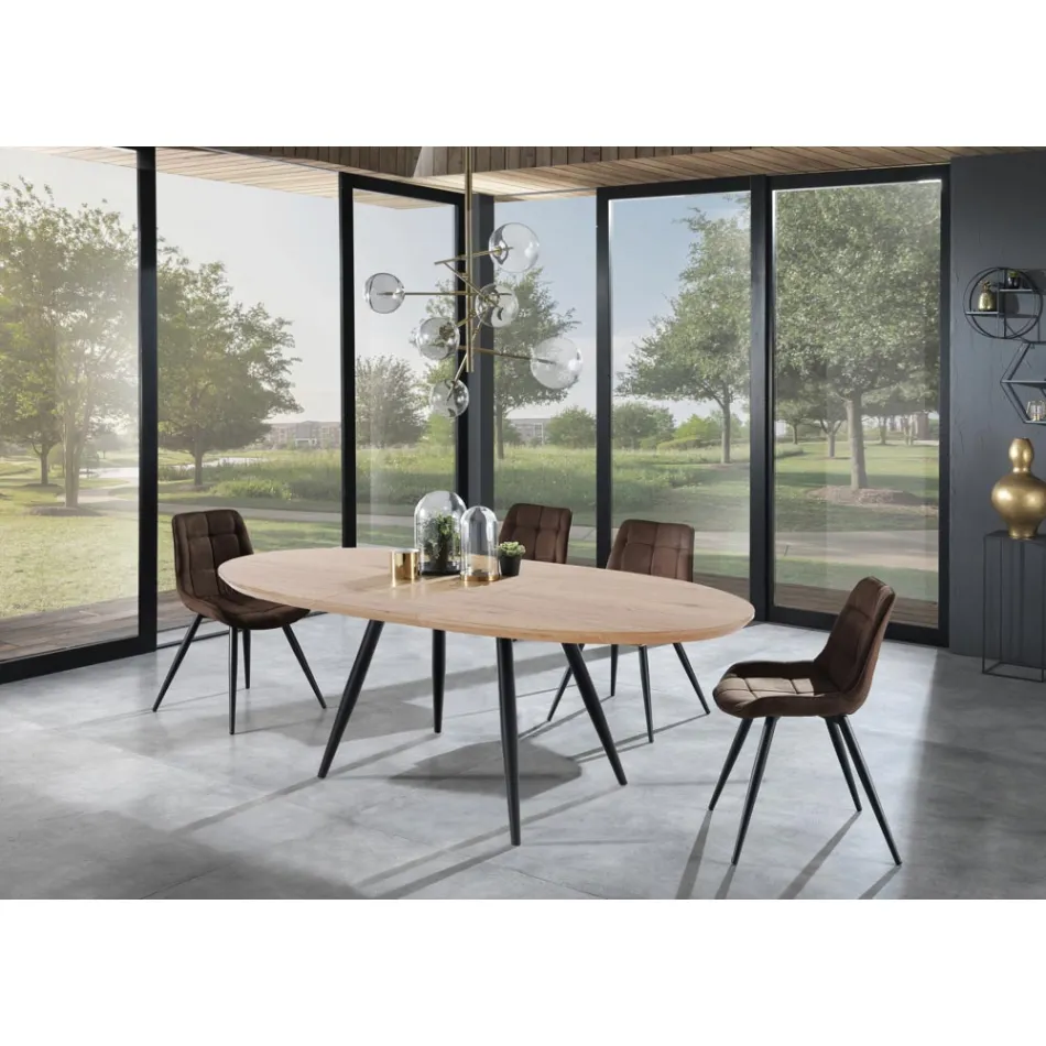 Extendable Table to 200 cm with Black Metal Legs - Lithium Viadurini