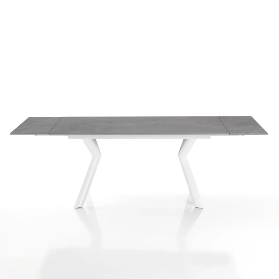 Extendable table to 200 cm in ceramic and steel - Belone Viadurini