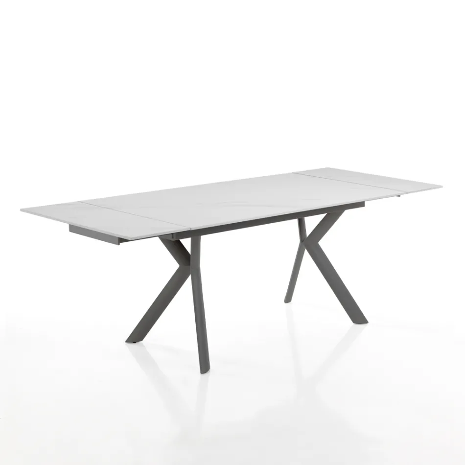 Extendable table to 200 cm in ceramic and steel - Belone Viadurini