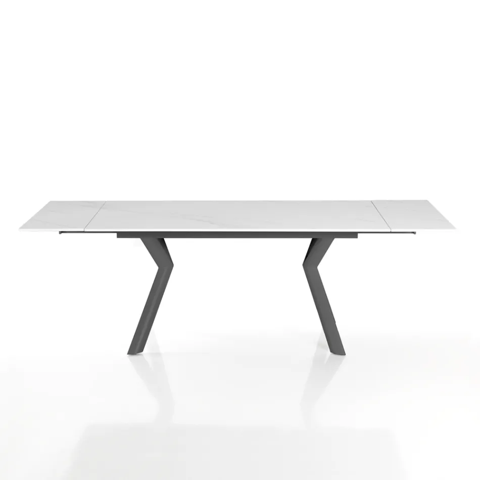 Extendable table to 200 cm in ceramic and steel - Belone Viadurini