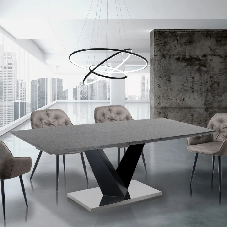 Extendable table to 200 cm in MDF Cement - Holmium Viadurini