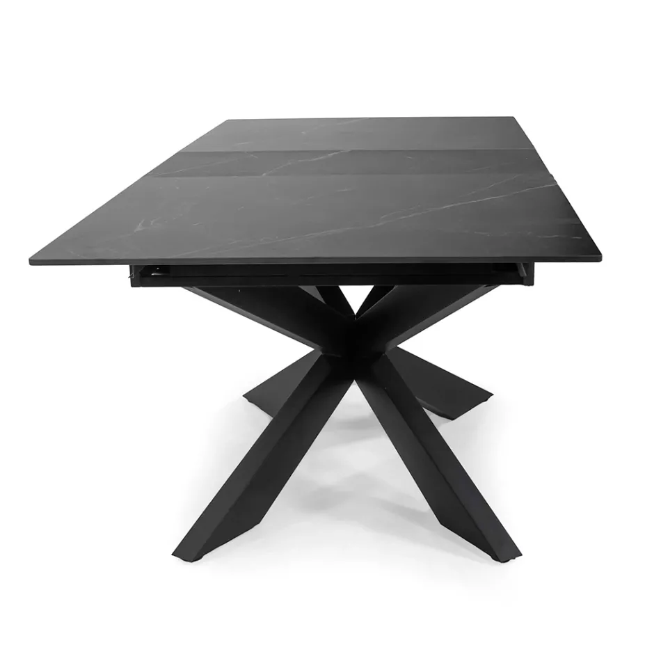 Extendable Table 200 cm in Metal and Synthetic Stone - Underwater Viadurini