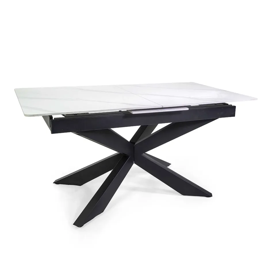 Extendable Table 200 cm in Metal and Synthetic Stone - Underwater Viadurini