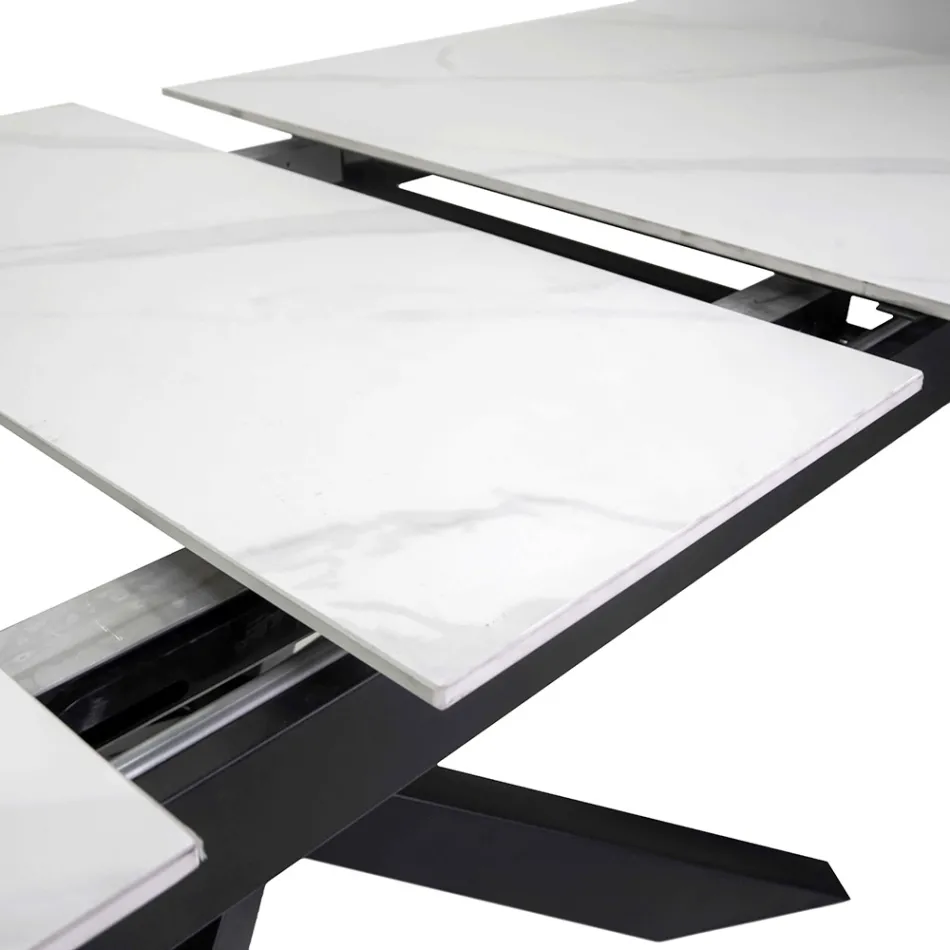 Extendable Table 200 cm in Metal and Synthetic Stone - Underwater Viadurini