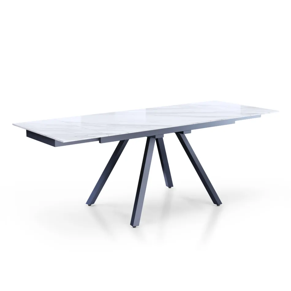 Extendable Table to 210 cm in Grey Steel and Ceramic - Canario Viadurini