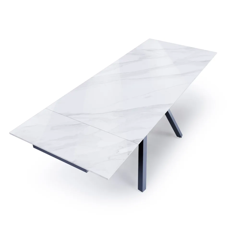 Extendable Table to 210 cm in Grey Steel and Ceramic - Canario Viadurini
