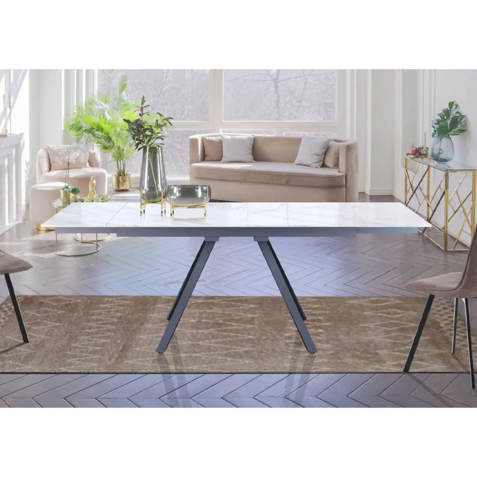 Extendable Table to 210 cm in Grey Steel and Ceramic - Canario Viadurini