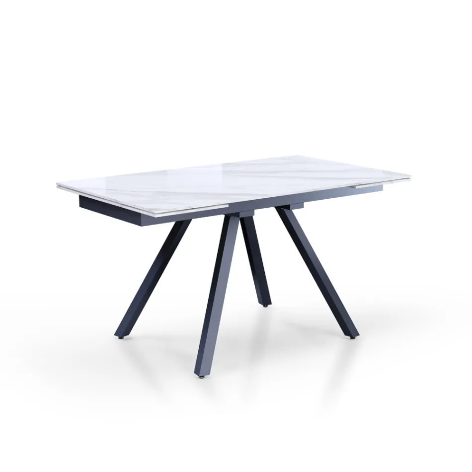 Extendable Table to 210 cm in Grey Steel and Ceramic - Canario Viadurini