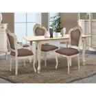 Extendable Table to 220 cm in White and Gold Wood Made in Italy - Luxury Viadurini