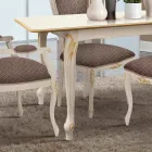 Extendable Table to 220 cm in White and Gold Wood Made in Italy - Luxury Viadurini