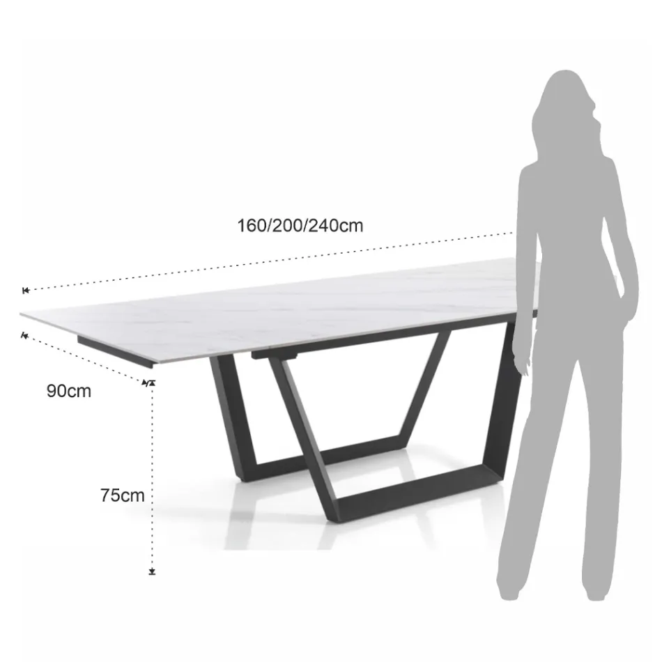 Extendable Table to 240 cm in Grey Steel - Bonito Viadurini