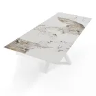 Extendable table to 240 cm in ceramic with polished onyx marble finish - Piedmont Viadurini