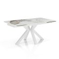 Extendable table to 240 cm in ceramic with polished onyx marble finish - Piedmont