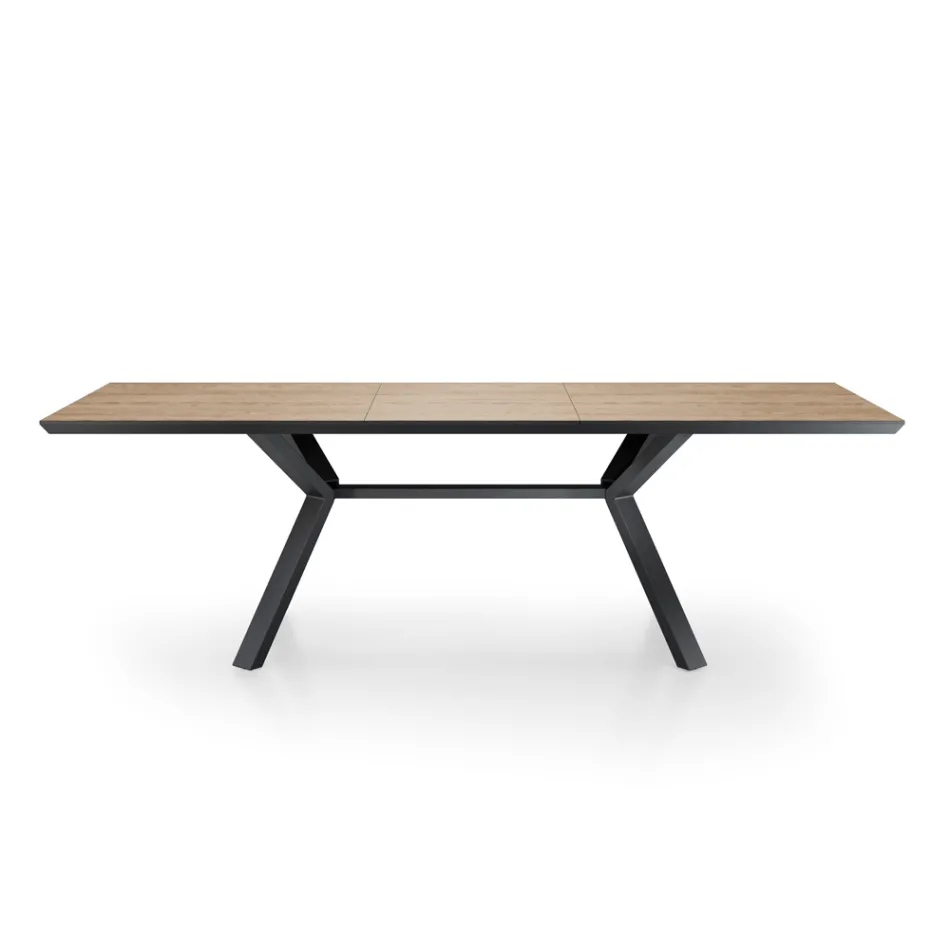 Extendable Table to 240 cm in Black Metal and MDF - Donzella Viadurini