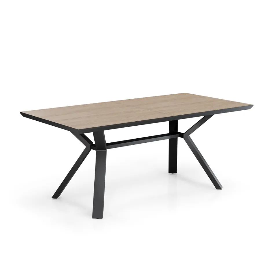 Extendable Table to 240 cm in Black Metal and MDF - Donzella Viadurini