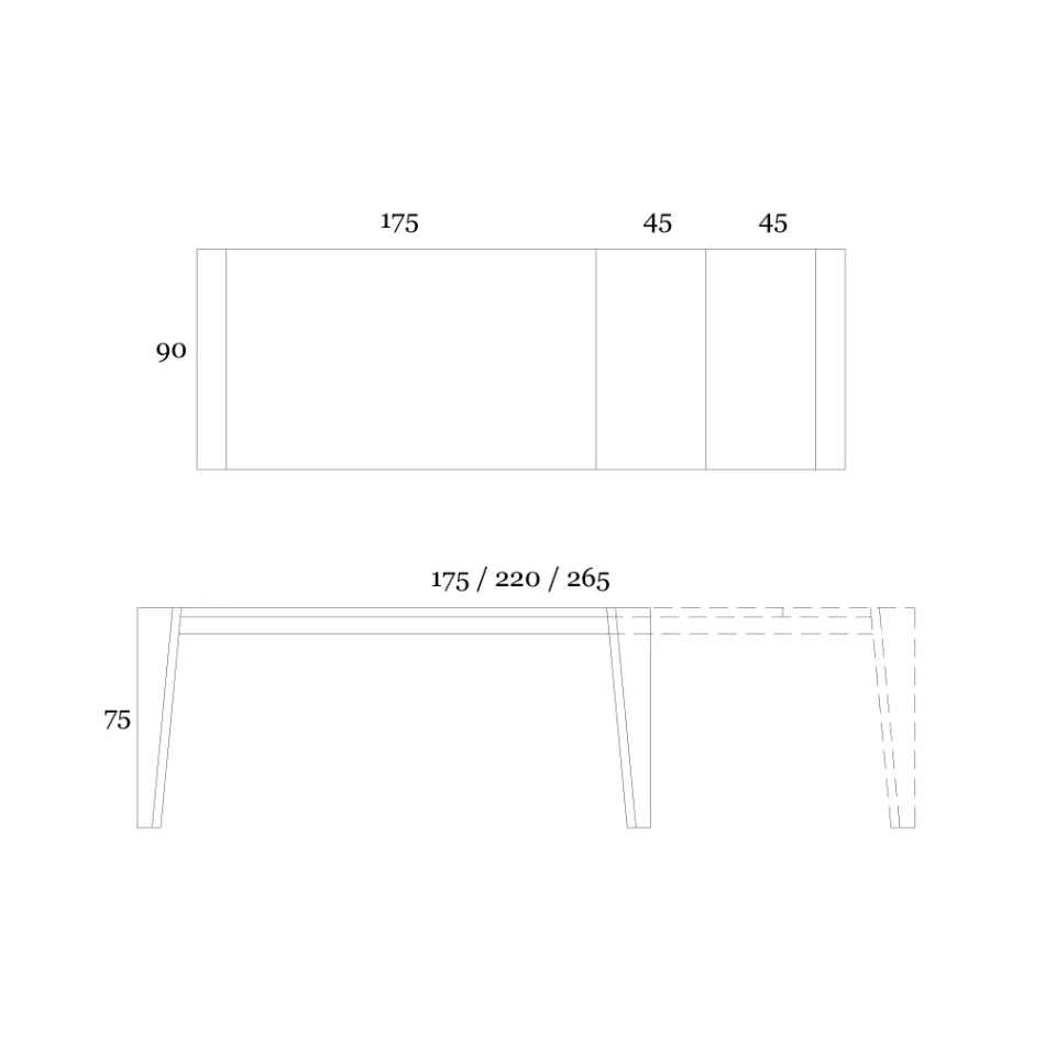 Extendable table to 265 cm in Canaletto walnut wood Made in Italy - Orchidea Viadurini