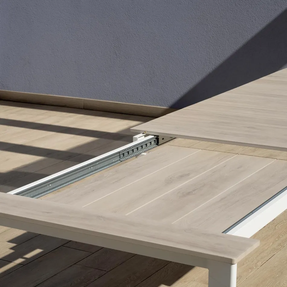 Extendable Table to 276 cm with Wood Effect Aluminum - Ovara Viadurini