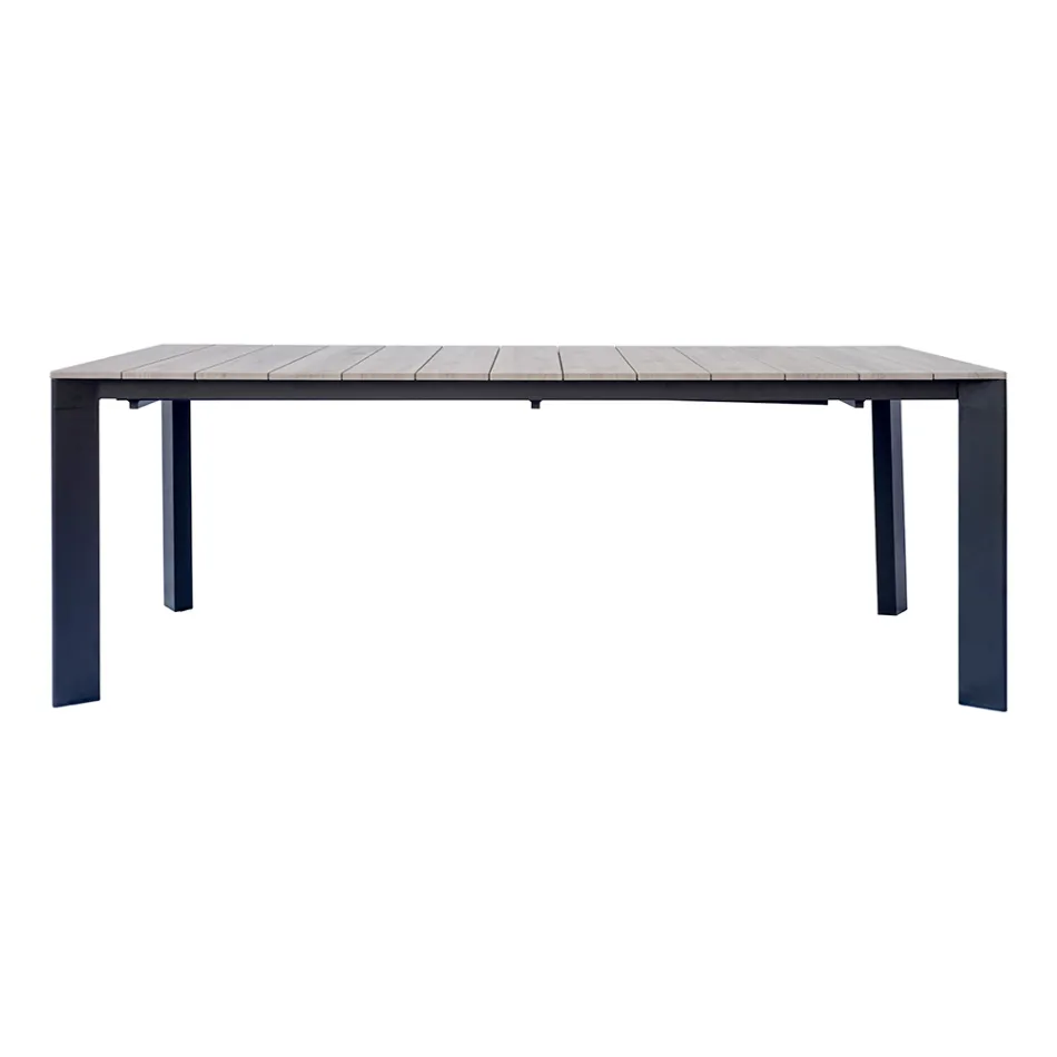 Extendable Table to 276 cm with Wood Effect Aluminum - Ovara Viadurini