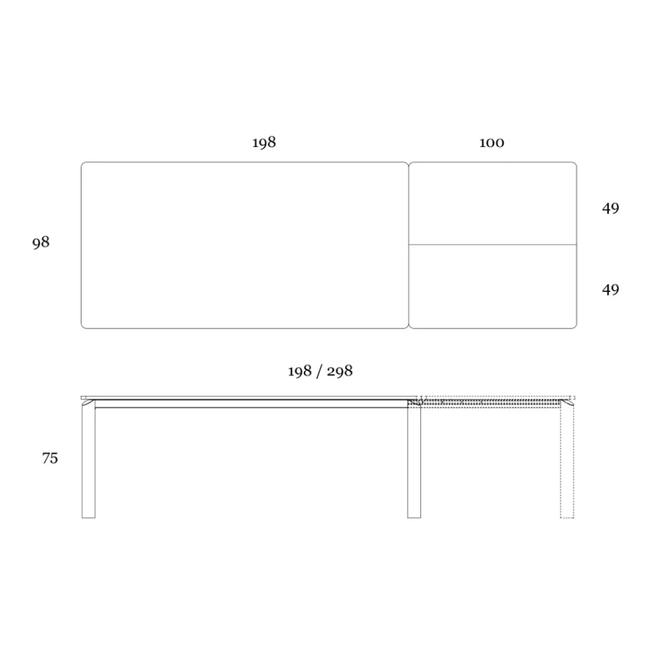 Extendable table to 298 cm in ceramic and metal Made in Italy - Tulip Viadurini