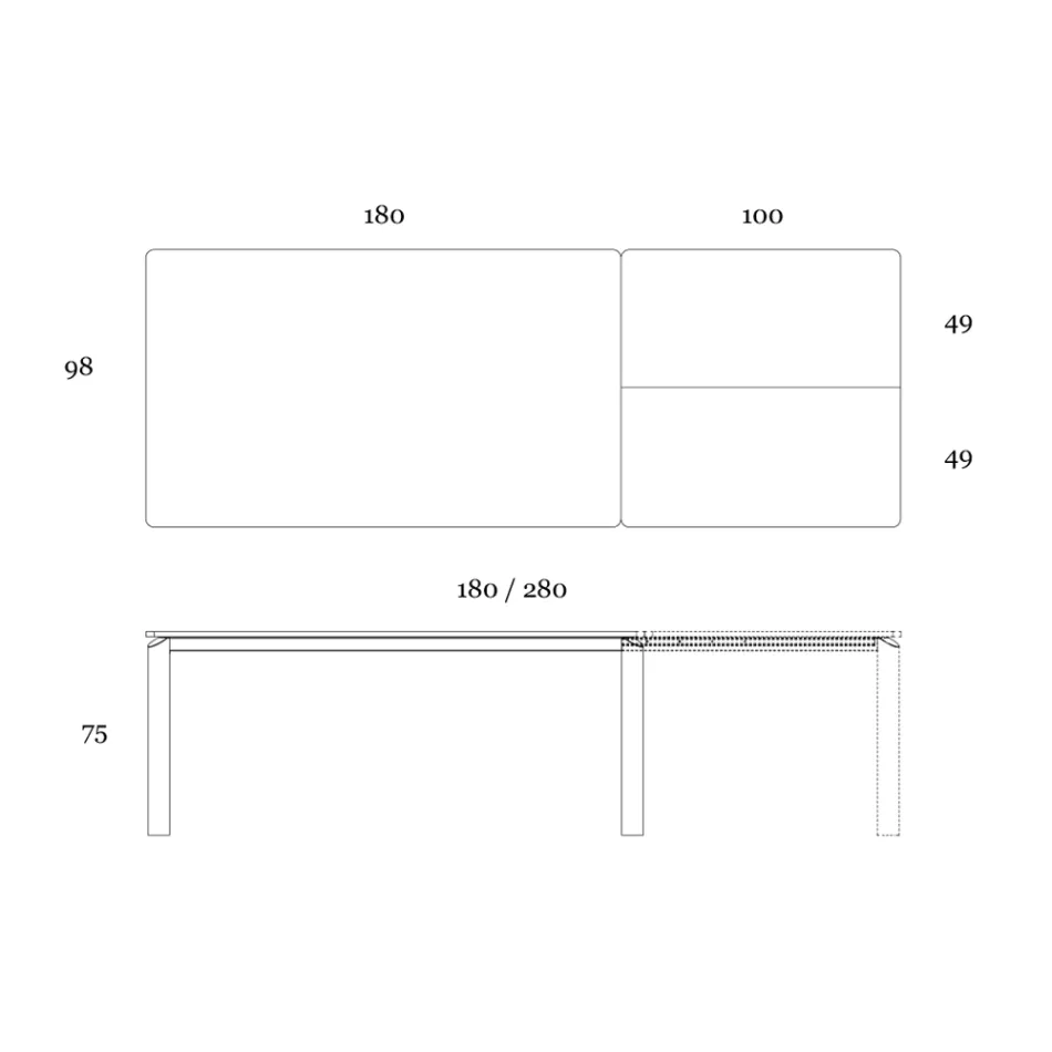 Extendable Table to 298 cm in Ceramic and Metal Made in Italy - Tulip Viadurini