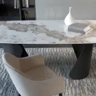 Extendable Table 300 cm in Metal and Sintered Stone Top - Taviria Viadurini