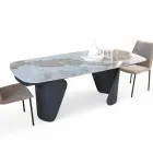 Extendable Table 300 cm in Metal and Sintered Stone Top - Taviria Viadurini