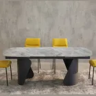 Extendable Table 300 cm in Metal and Sintered Stone Top - Taviria Viadurini