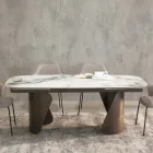 Extendable Table 300 cm in Metal and Sintered Stone Top - Taviria Viadurini