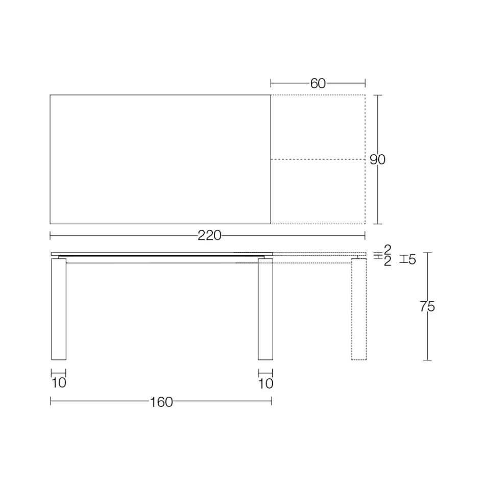 Extendable Table 310 cm with Laminate Top and Metal Base - Spilla Viadurini