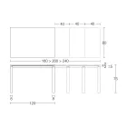 Extendable Table 310 cm with Laminate Top and Metal Base - Spilla Viadurini